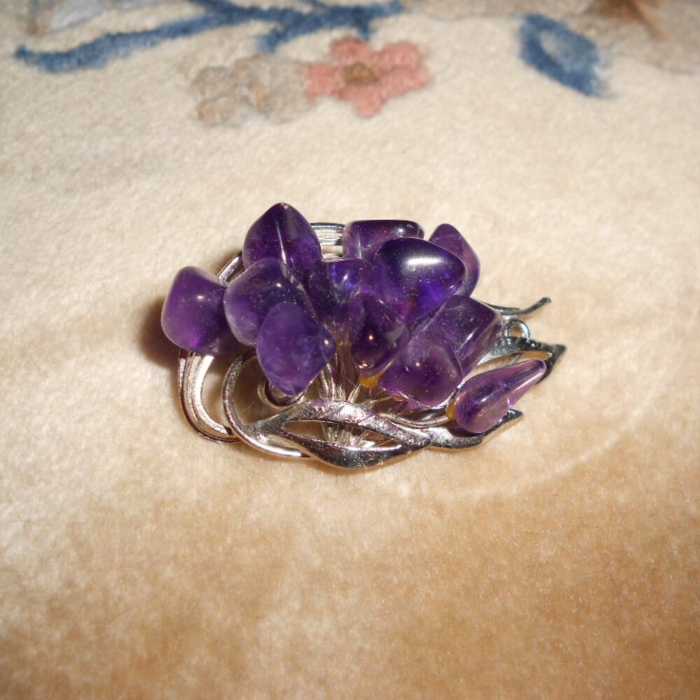 Sterling and Amethyst OOAK Artisan Brooch